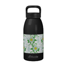 Blue green yellow flowering vine reusable water bottles