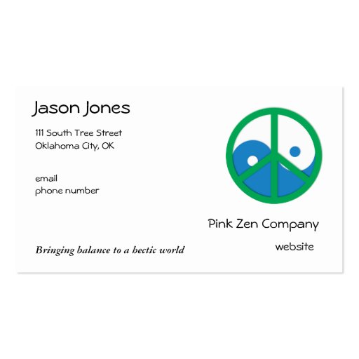 Blue & Green Yin Yang Business Card Template (front side)