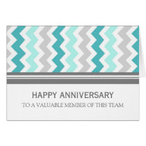 Blue Grey Chevron Employee Anniversary Card