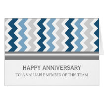 Blue Grey Chevron Employee Anniversary Card