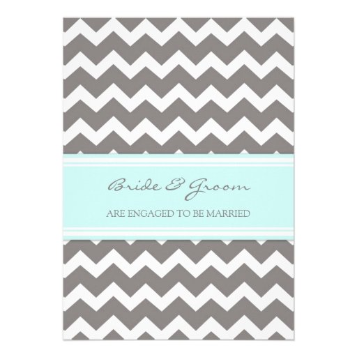 Blue Grey Chevron Engagement Party Invitations