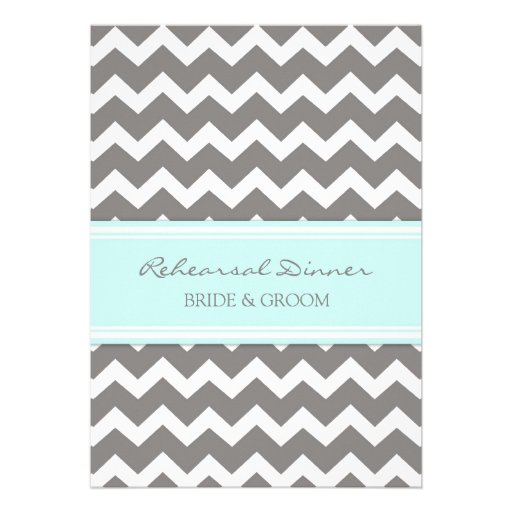 Blue Grey Chevron Rehearsal Dinner Party Invitations