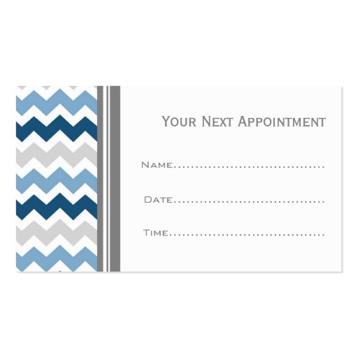 Blue Grey Chevron Salon Appointment Cards Business Card Template (back side)