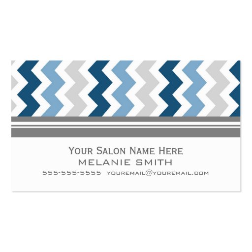 Blue Grey Chevron Salon Appointment Cards Business Card Template (front side)