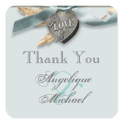 Blue grey country heart wedding stickers