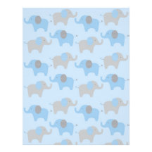 Blue Grey Elephant Baby Scrapbook Paper Personalized Letterhead