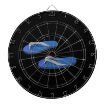 blue grey flip flops offset dartboard
