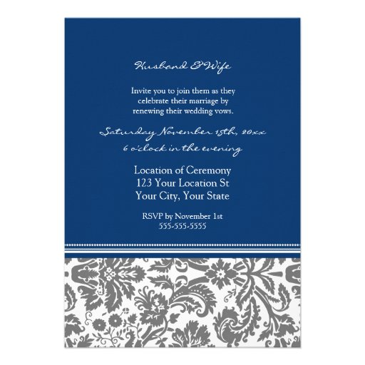 Blue Grey Photo Wedding Vow Renewal Invitation