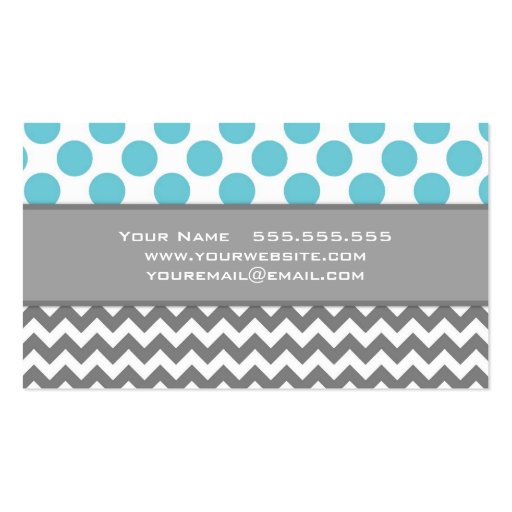 Blue, Grey,  Polka Dots and Chevron Business Card (back side)