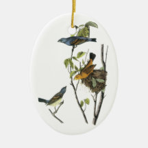 Blue Grosbeak John James Audubon Christmas Tree Ornaments