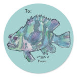 Blue Grouper Cartoon Fish Personalized Labels stickers
