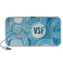 Blue Grunge Circles Monogrammed Doodle Speaker speakers