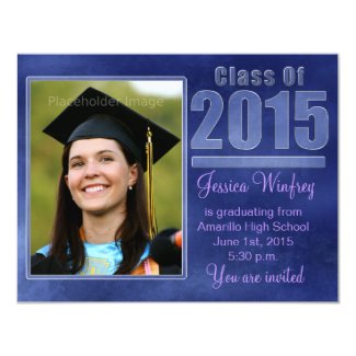 Blue Grunge Class of 2015 Graduation Photo 4.25" X 5.5" Invitation Card