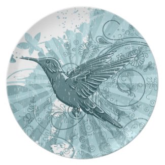 Blue Grunge Hummingbird