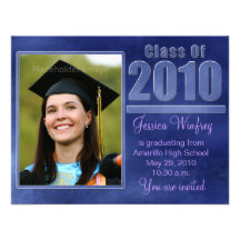 Blue Grunge-Photo Graduation Custom Invites