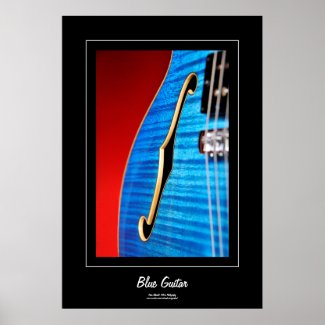 Blue Guitar Black Borders Poster