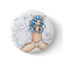 Blue Hair Catgirl Button