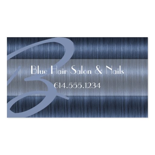 Blue Hair Salon Stylist Unique Business Cards (front side)