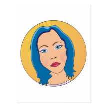 Blue Hair Woman Postcard