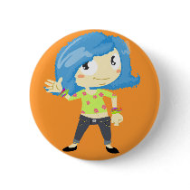 Blue haired girl buttons