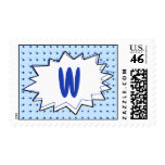 Blue Halftone Comic Monogram Postage Stamp