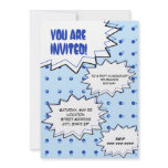 Blue Halftone Pop Art Comic Inspired Invitation
