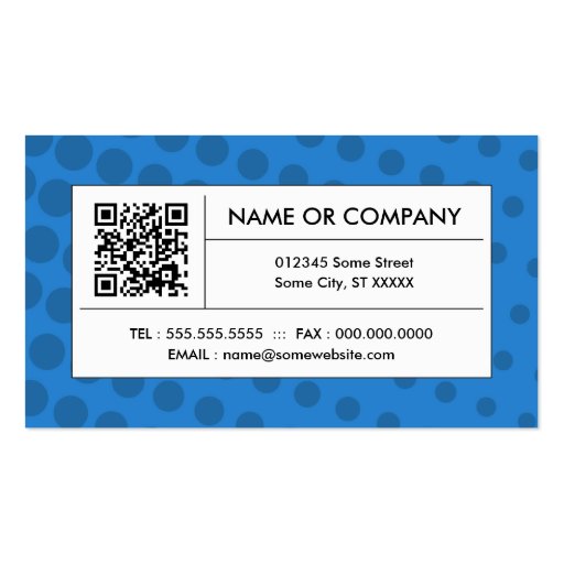 blue halftone QR code Business Card Template (front side)
