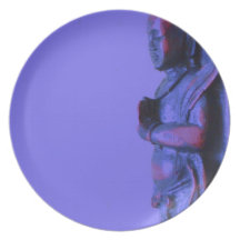 Blue Hand Carved Buddha Dinner Plates