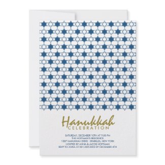 Blue Hanukkah Stars Of David Holiday Party Invite