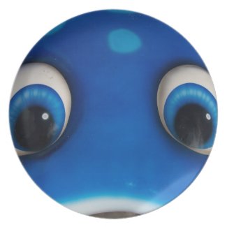 Blue Happy Cartoon Eyes on Fiberglass Toy plate