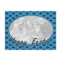 Blue Happy Easter photo frame postcards by DonnasPhotoFrames Blue Happy Easter photo frame postcards