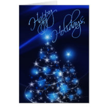 Blue Happy Holidays Christmas Card