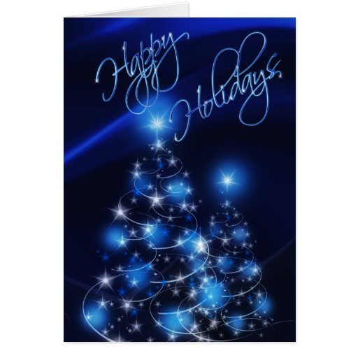 Blue Happy Holidays Christmas Card Cards | Zazzle