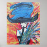 Blue Hat Woman Poster