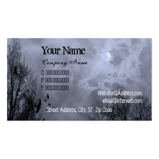 Blue Haunted Sky Custom Business Cards (front side)
