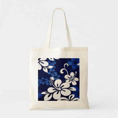 Blue Hawaii Flowers Canvas Bag