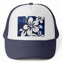 Blue Hawaii Flowers Mesh Hats