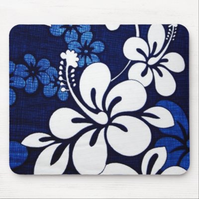Blue Hawaii Flowers Mouse Pad