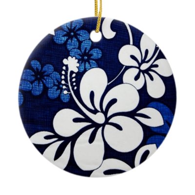 Blue Hawaii Flowers Christmas Ornament