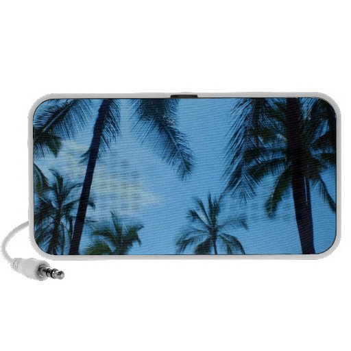 Blue Hawaii Palm Trees Doodle Speakers