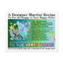 Blue Hawaii Tropical Martini Recipe Card Postcard by TheMartiniDiva