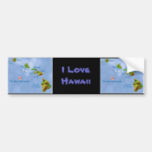 Blue Hawaiian island map bumper sticker