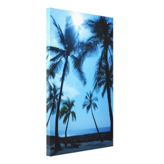 Blue Hawaiian Palms Wrapped Canvas Stretched Canvas Prints