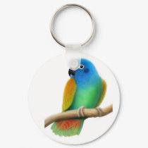 Blue Headed Pionus Parrot Keychain by twopurringcats Blue Headed Pionus Parrot Keychain