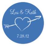 Blue Heart and Arrow Round Sticker