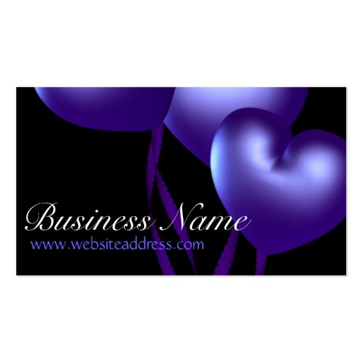 Blue Heart Balloons D1 Party Themed Business Cards (front side)