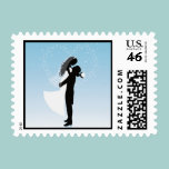 Blue Heart Bride And Groom Silhouette stamps