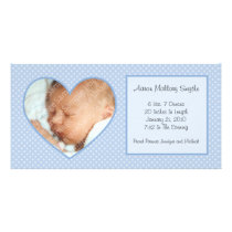 Blue Heart Dots New Baby Photo Card photo cards