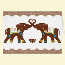 Blue heart elephants Card cards