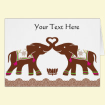 Blue Heart Elephants Card cards
